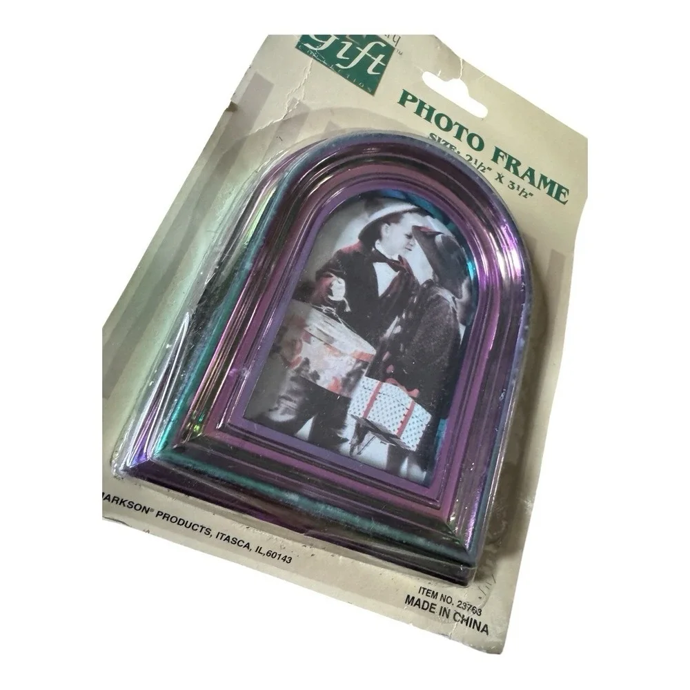 Vintage Old Country Gift Photo Frame Lot 2 Purple Iridescent Arch NOS Y2K Decor‎